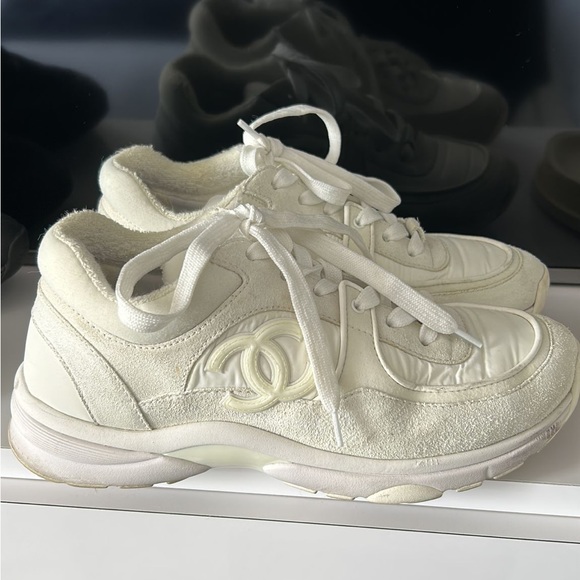 chanel triple white sneakers